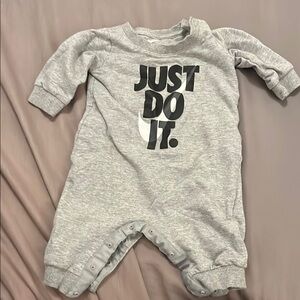 Nike Gray Footies One Piece with Bold Design